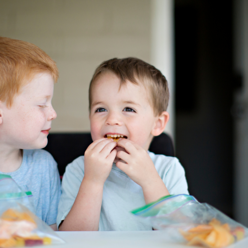 kids eating a snack together